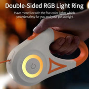 Dog leash with built-in lighting for night walking