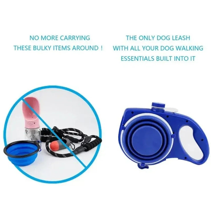 Multifunctional Dog Leash with Built-in Water Bottle, Bowl, Waste Bag